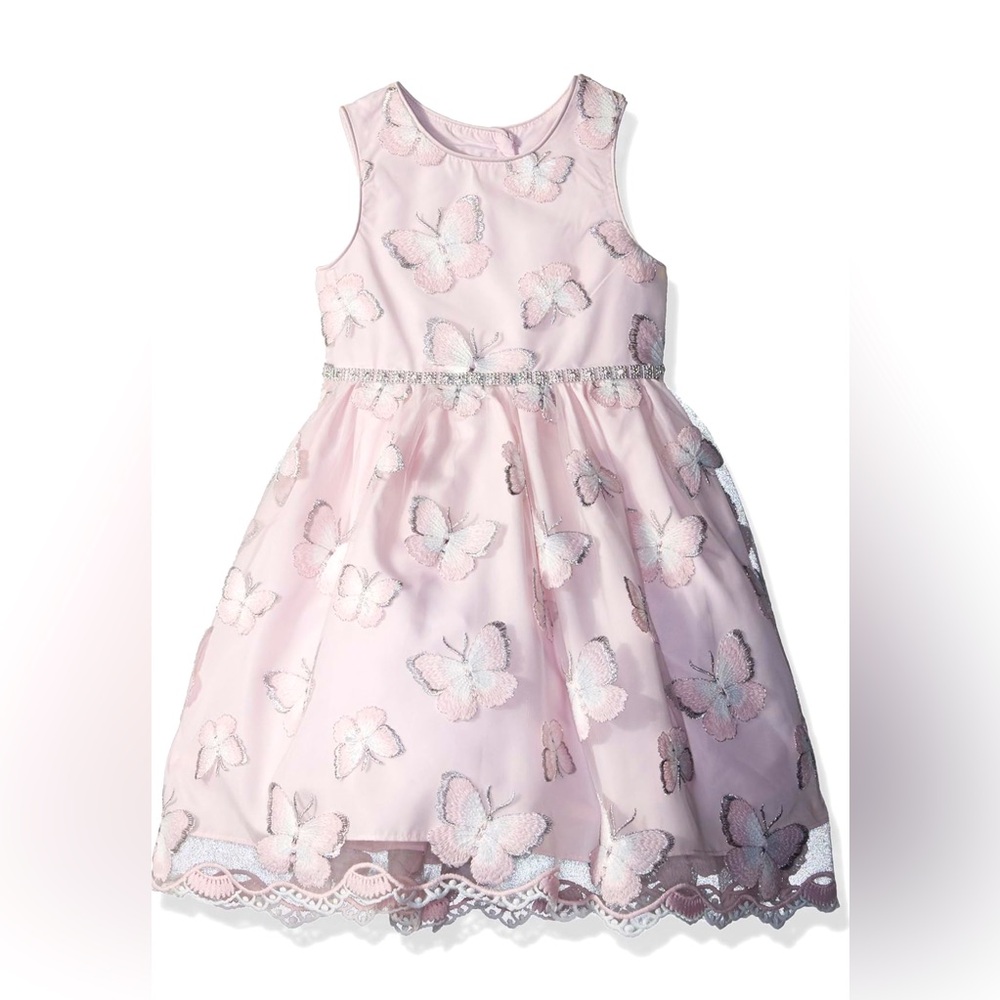 Pippa & Julie Little Girls Pink Embellished Formal Butterfly Dress Size 4